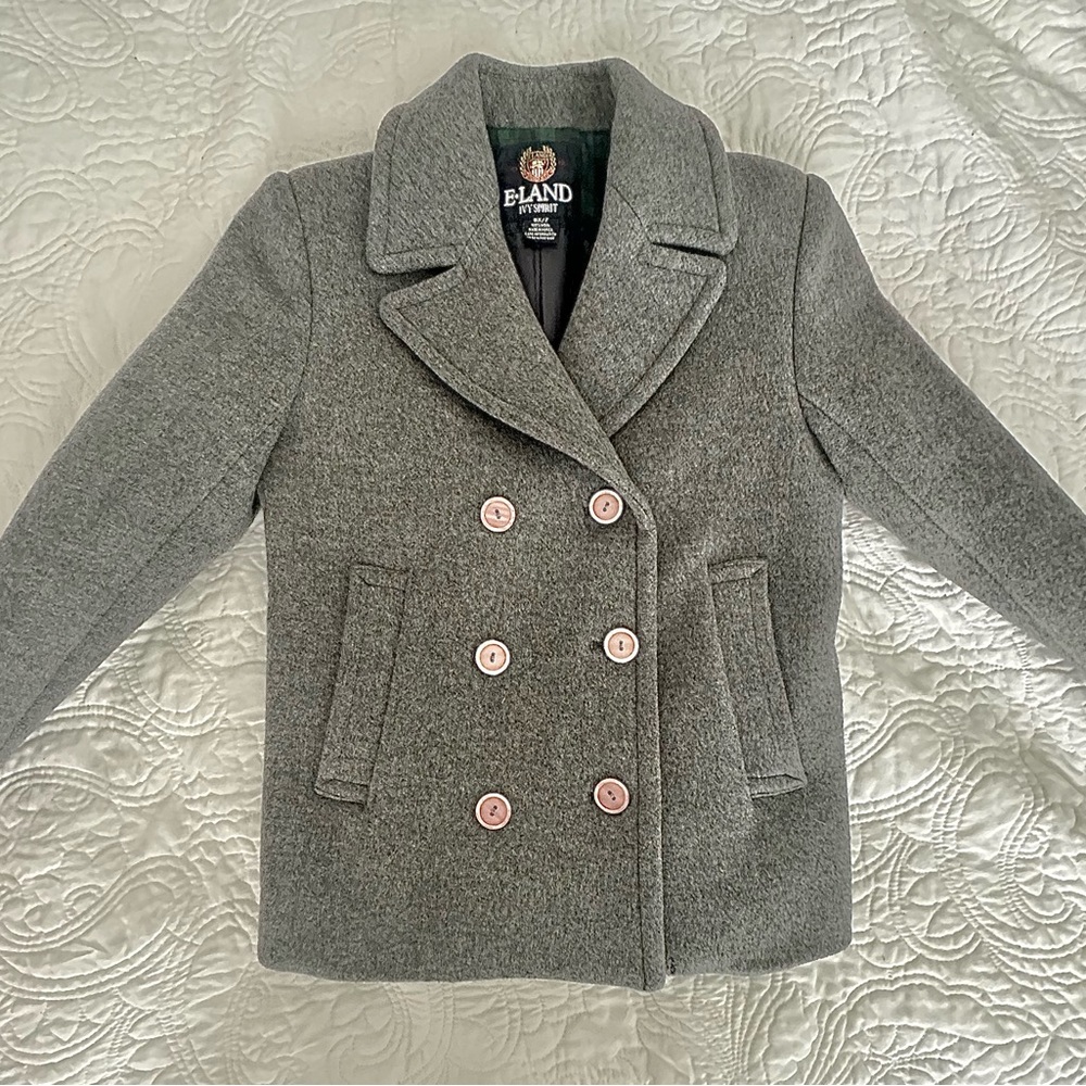 Lands' End  Ivy spirit 6x/7 Gray boys wool coat